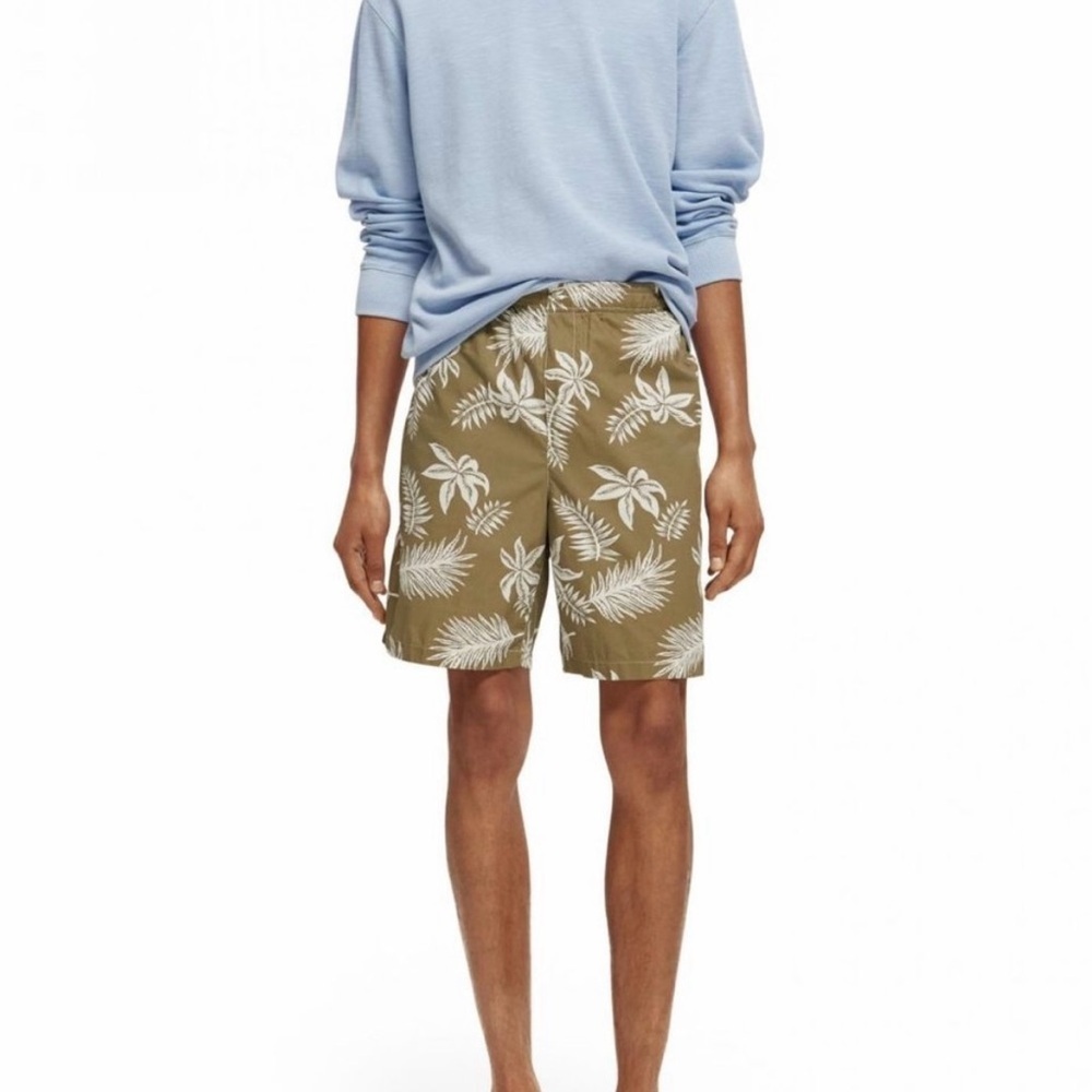 Scotch & Soda Printed poplin Bermuda shorts Khaki Leaf - Picture 2 of 6